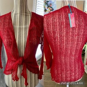 Handmade Mesh Cardigan with Tie-waist